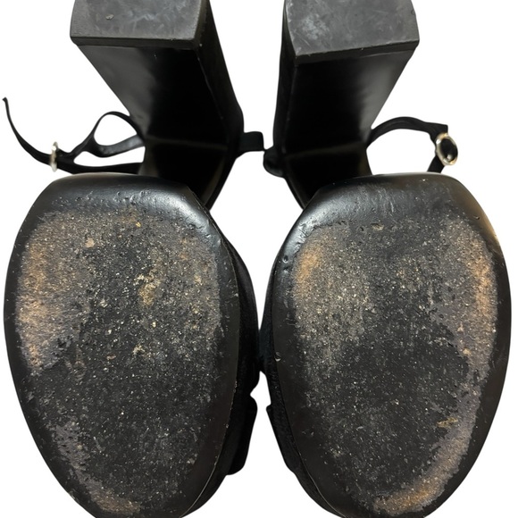 Marc Jacobs Black Suede Lust Platform Sandals Ankle Strap Chunky Heel Size 41/10 - Picture 7 of 8